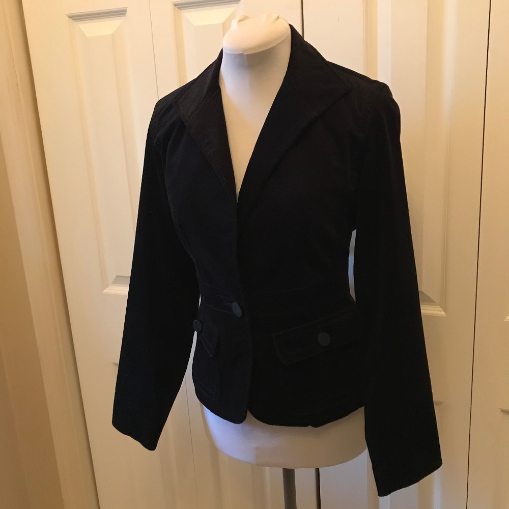 Talbots Black Velvet Jacket Blazer 4 Petite Career Office - Picture 4 of 7